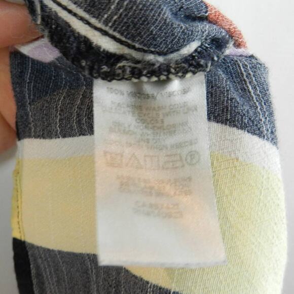LOFT Peplum Tank Top Size L Striped Racerback Ruffle Hem Boho Beach Retro Summer - Picture 7 of 10
